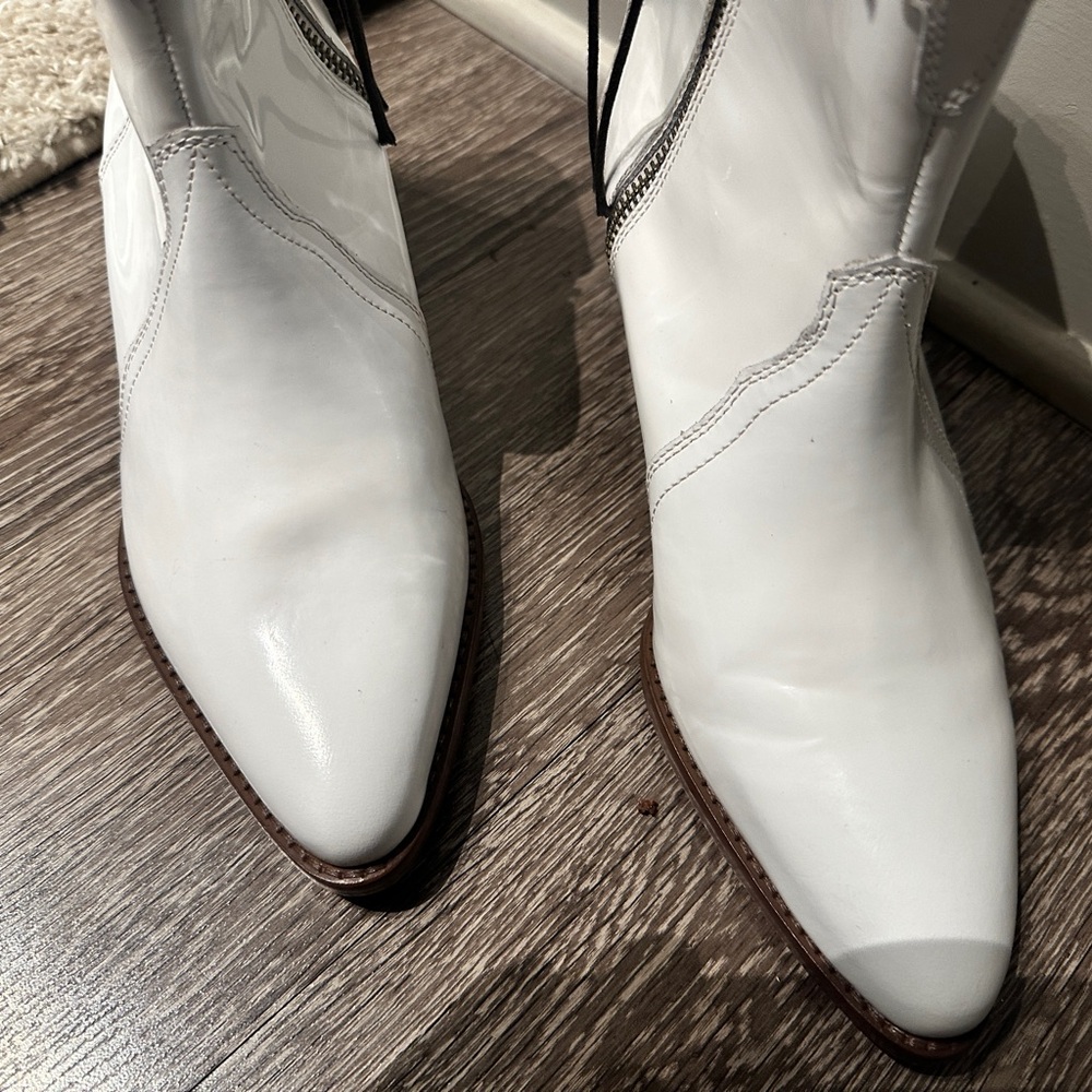 Free People White Western-Inspired Leather Ankle Boots - Picture 3 of 8